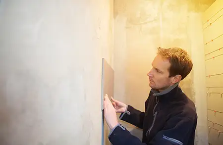 Maler streicht eine Tür